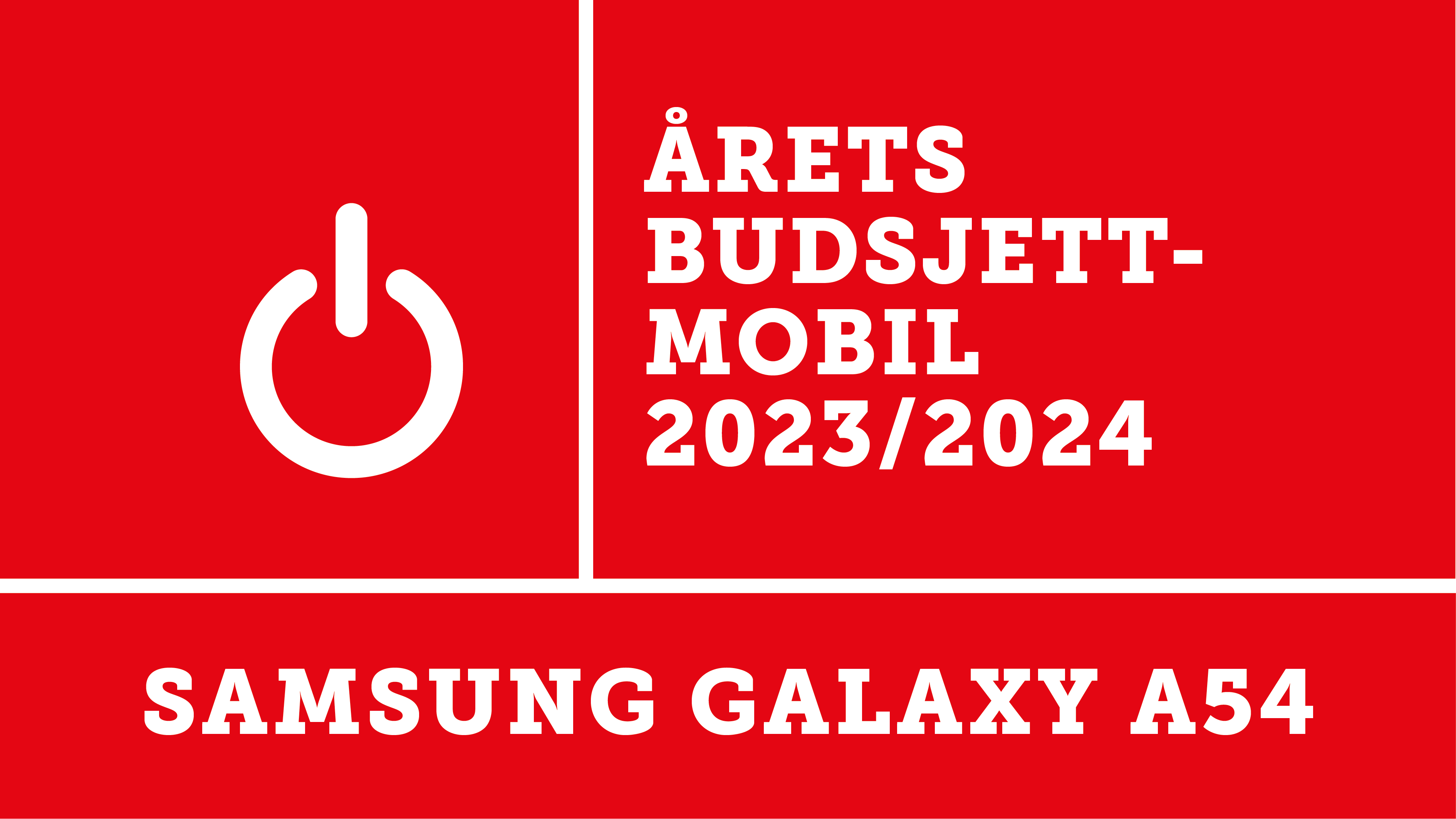 Samsung Galaxy A54 er kåret til er kåret til årets budsjettmobil 2023/2024 av Elektronikkbransjen.
